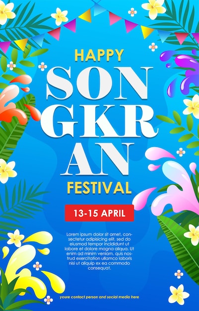 Vector happy songkran poster template