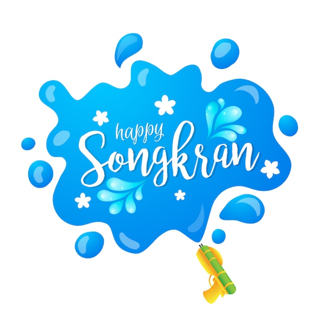 Happy songkran thailand festival element