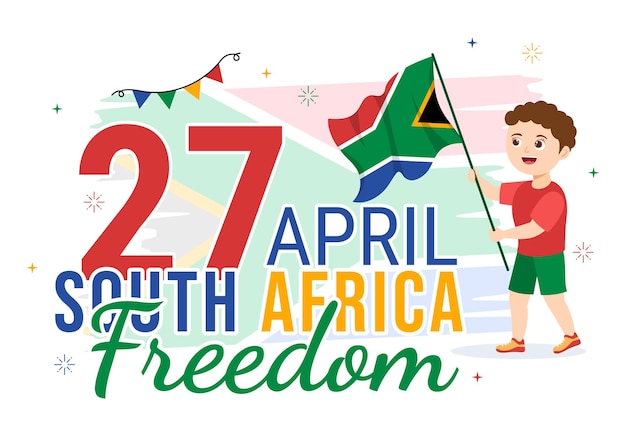 Felice sudafrica freedom day nell'illustrazione disegnata a mano del modello di sfondo