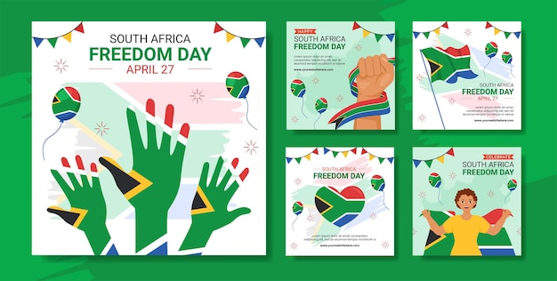 Happy south africa freedom day social media post flat cartoon hand drawn templates illustration