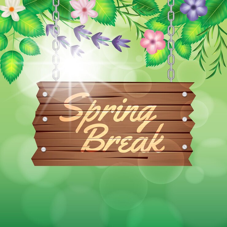 Vector happy spring day abstract bright spring blurred background with wood notice