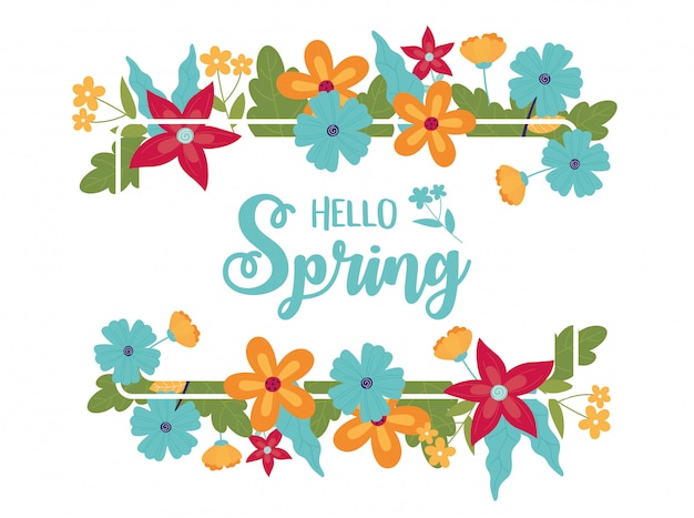 Vector happy spring flowers floral greeting card celebration