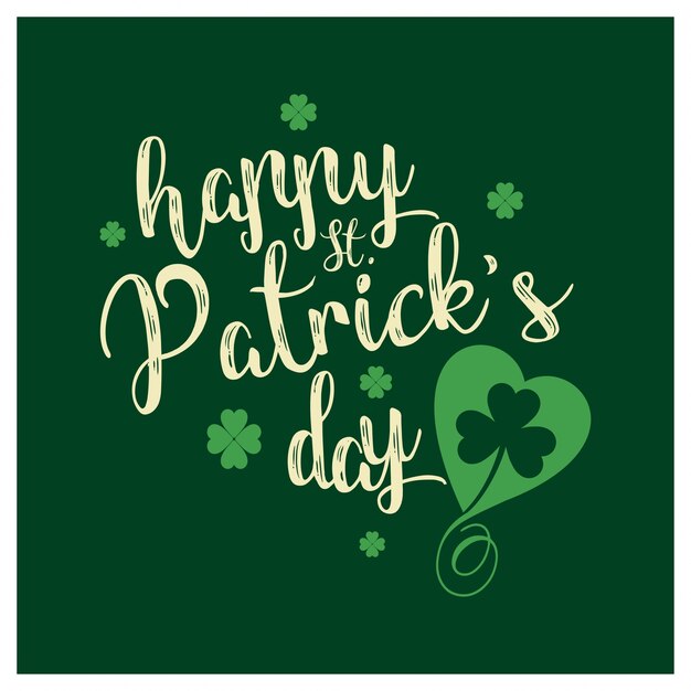 Happy St Patrick card with green background 