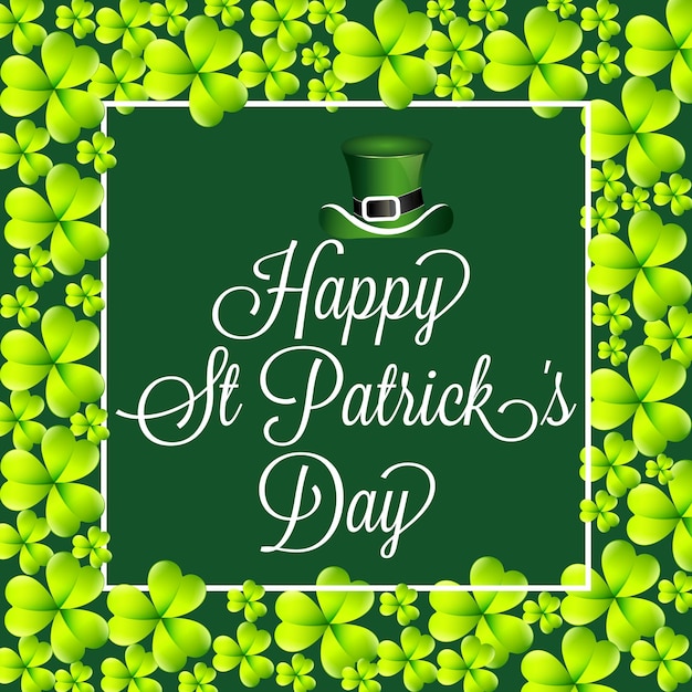 Happy St. Patrick's day achtergrond met groene bladeren