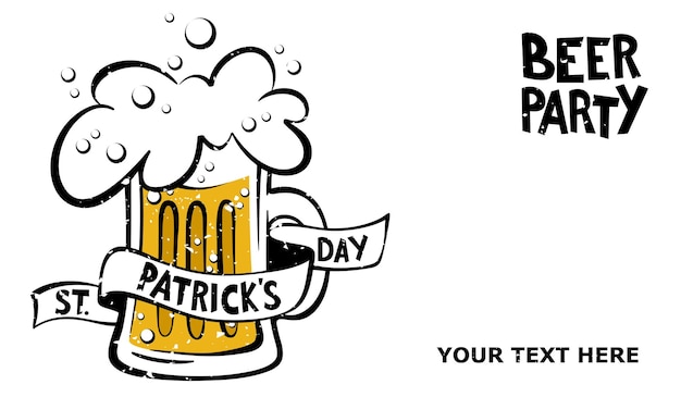 Vector happy st. patrick's day banner.  illustration of a beer mug with lettering st. patrick's day. vector illustration. beer party.
