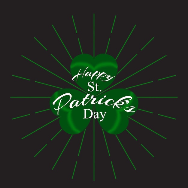 Vettore happy st patrick's day l'emblema è un trifoglio frondoso biglietto d'auguri illustrazione vettoriale