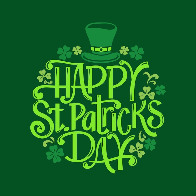 Vector happy st. patrick's day hand drawn lettering vector illustration