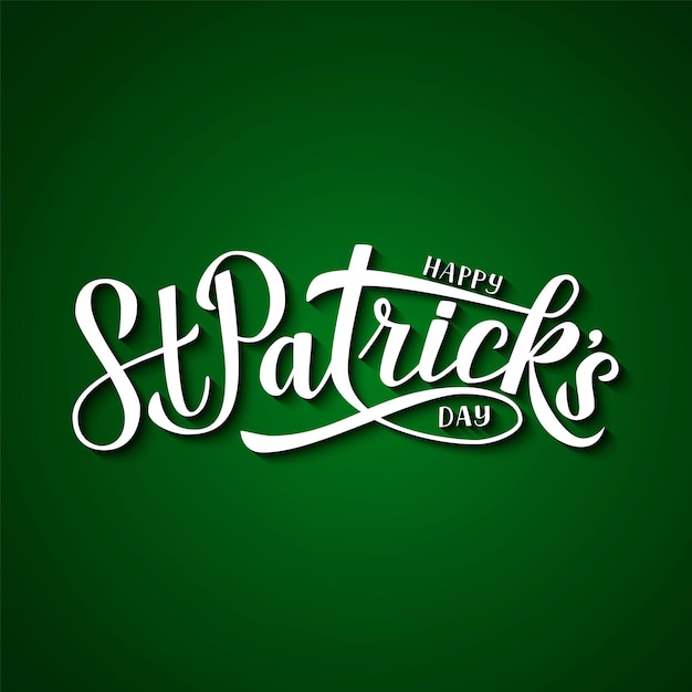 Happy St Patrick's Day kalligrafie hand belettering op groene achtergrond Saint Patricks Day wenskaart gemakkelijk te bewerken van vector sjabloon voor uitnodiging voor feest banner poster flyer sticker briefkaart