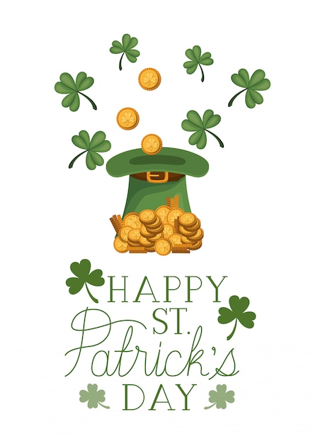 Happy st patrick&#39;s day label met kabouter hoed pictogrammen