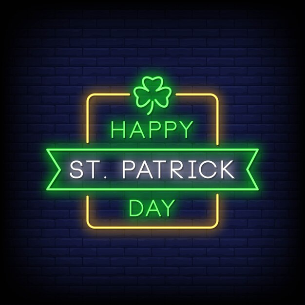 Insegne al neon del giorno di Happy St. Patrick