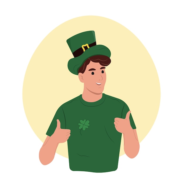 Happy St Patrick's day Young smiling Irish man celebrating and gesturing