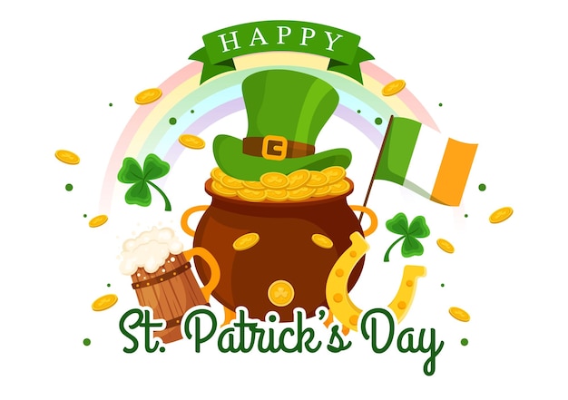 happy st patrick39s day vector illustration on 17 march with golden coins and shamrock design