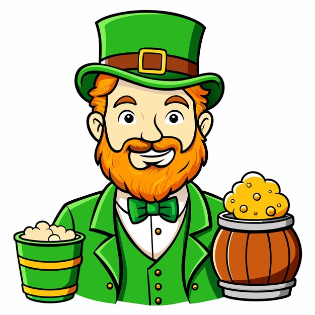 Happy st patricks day hand drawn mascot cartoon character sticker icon concept isolated illustration