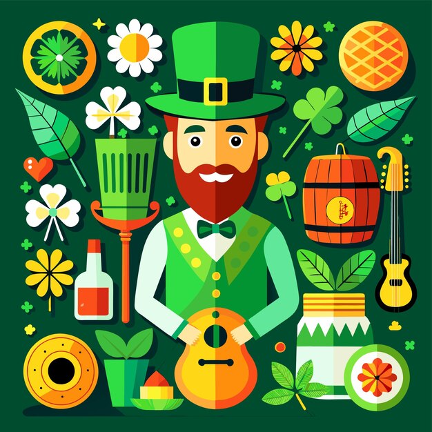 Vector happy st patricks day hand drawn mascot cartoon character sticker icon concept isolated illustration