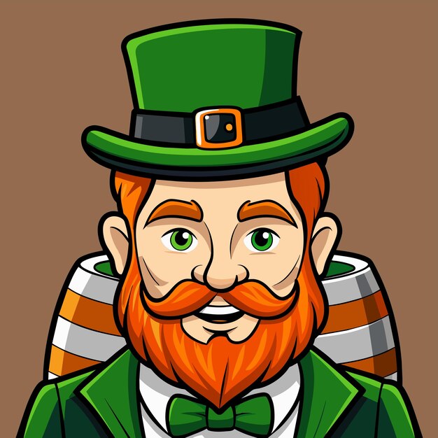 Happy st patricks day hand drawn mascot cartoon character sticker icon concept isolated illustration