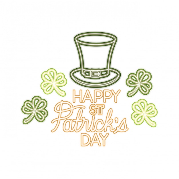 Happy st patricks day label with leprechaun hat icons