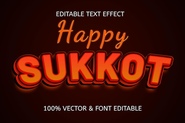 Happy sukkot color brown orange editable text effect