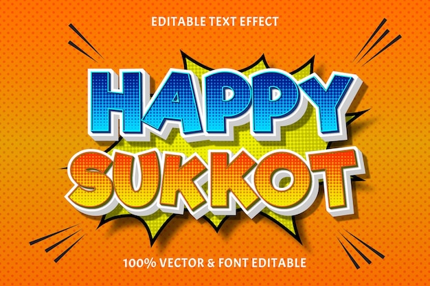 Happy sukkot effetto testo modificabile in rilievo in stile fumetto