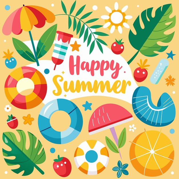 Vector happy summer beach vibes
