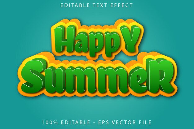 Happy Summer Bewerkbare tekst-effect vlakke gradiënt stijl