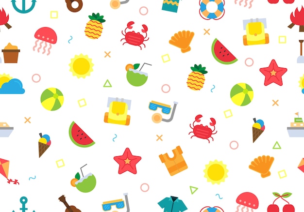 happy summer day seamless pattern 