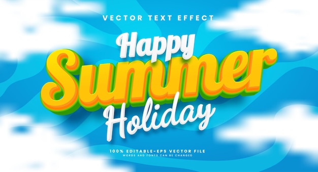 ベクトル 幸せな夏休みの編集可能なテキスト スタイル効果夏のシーズン イベントのベクトル テキスト効果