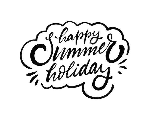 Happy Summer Holiday hand getekende zwarte kleur belettering zin.