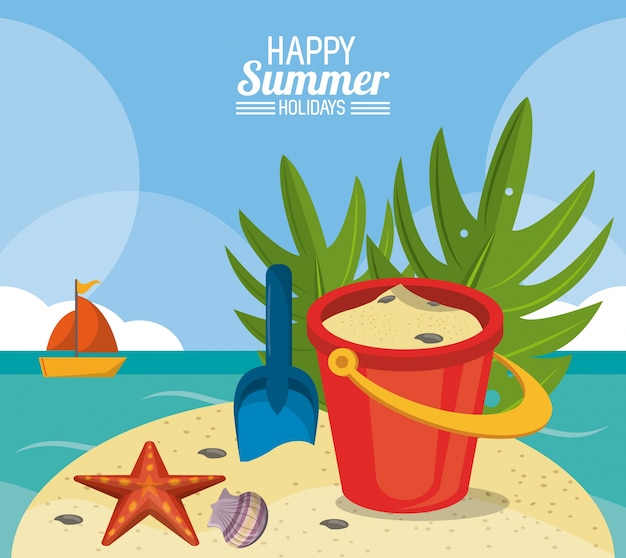 Vector happy summer holidays poster