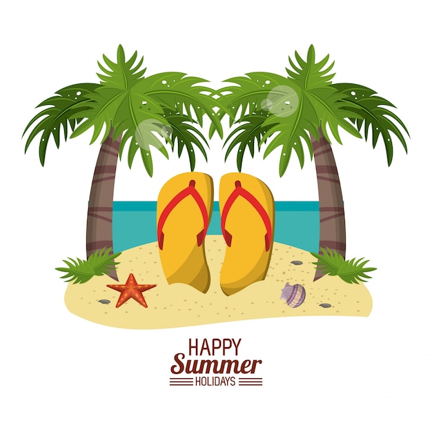 Vector happy summer holidays poster