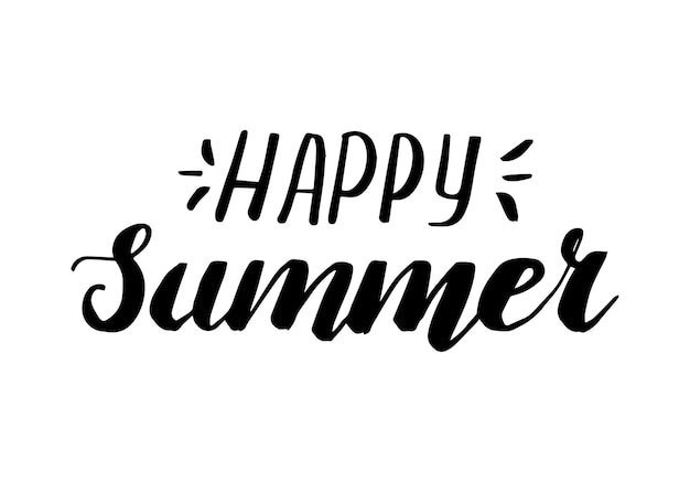 Happy summer lettering hand drawn lettering calligraphy print for poster cup bag shirt package