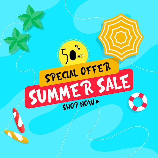 Happy summer sales poster design