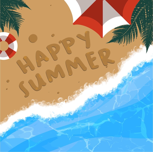 Happy Summer-teksteffect met strandachtergrond