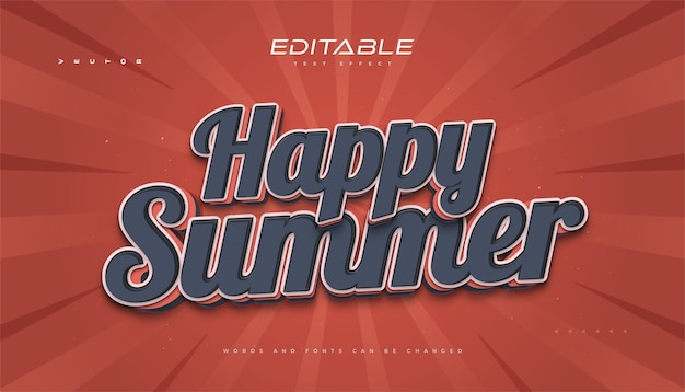 Testo happy summer in stile vintage ed effetto 3d