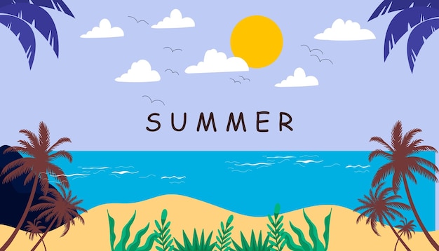 행복한 여름 시간: 소셜 미디어 포스터 및 배너를위한 터 일러스트레이션 템플릿