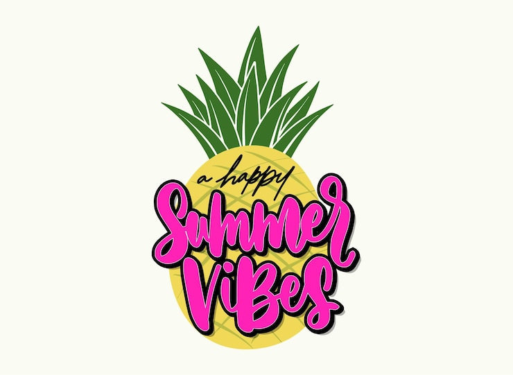 Vector happy summer vibes lettering vector illustration