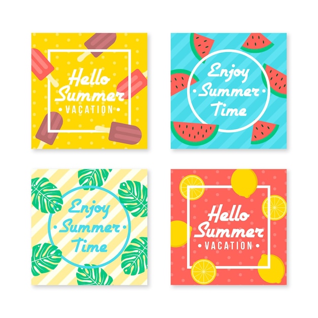 Vector happy summertime instagram post collection