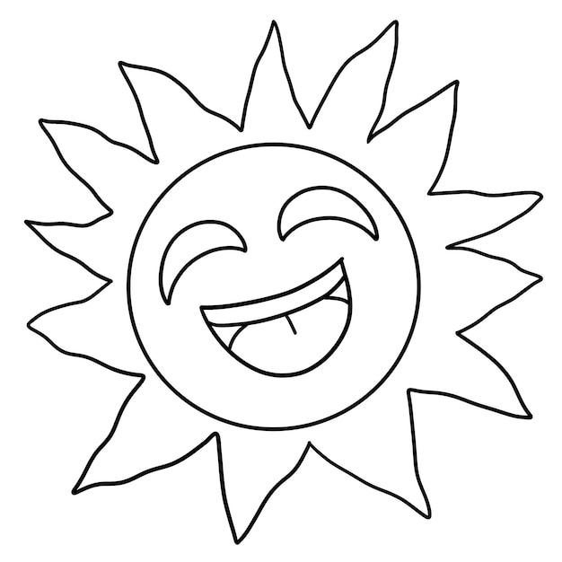 Vector happy sun isolated coloring page for kids
