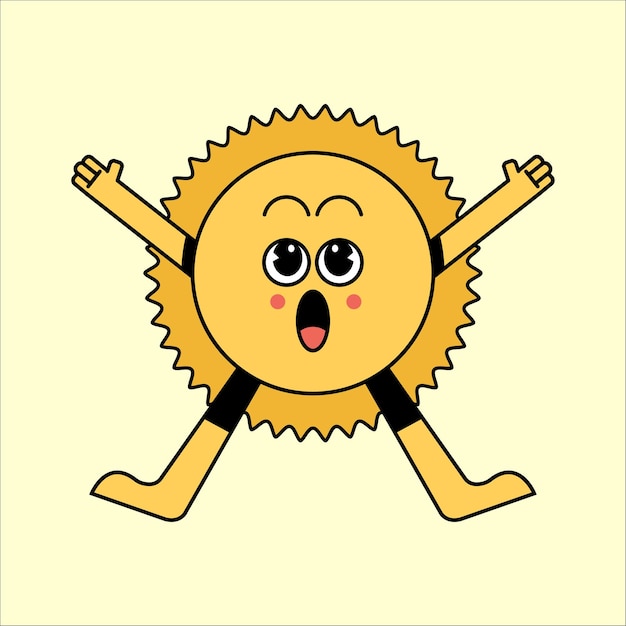 Happy sun mascotte cartoon personage vector icoon illustratie