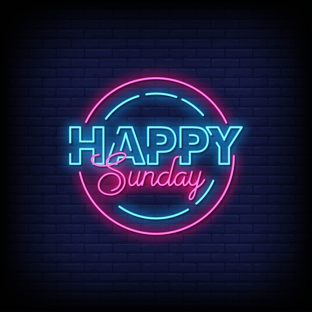 Happy sunday neon signs style text