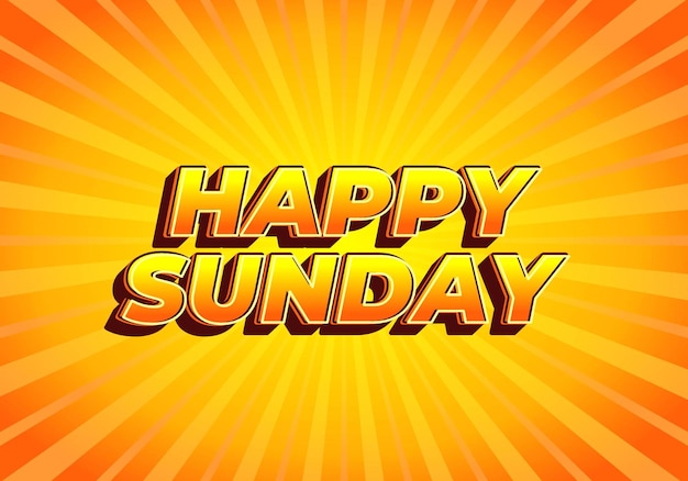 Happy Sunday Teksteffect in 3D-effect met opvallende kleuren