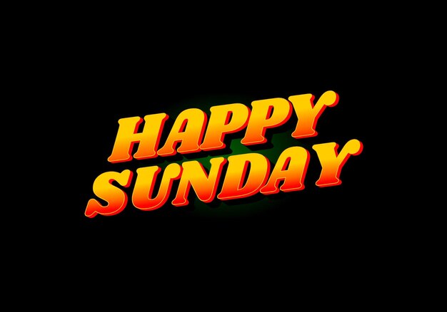 Vector happy sunday text effect in 3d effect with eye catching color