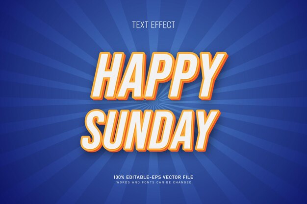 Happy sunday text effect blue background