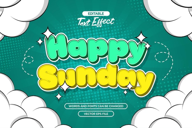 Vector happy sunday text effect