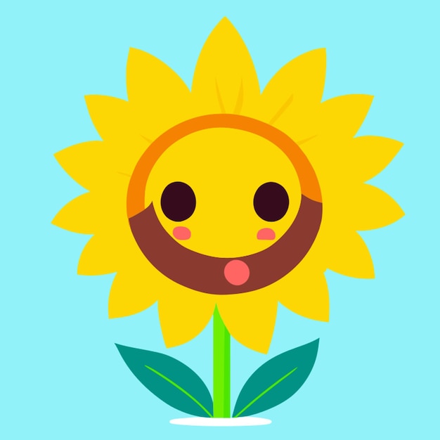 happy sunflower vector illustration kawaii