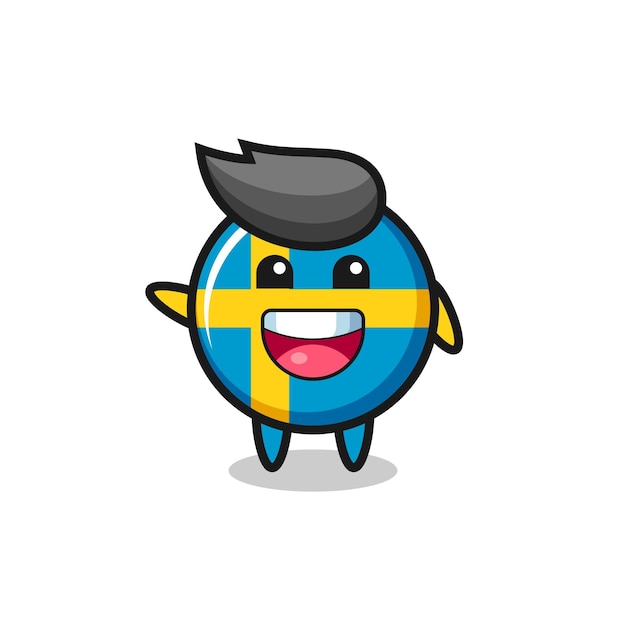 Happy sweden flag cute mascot character