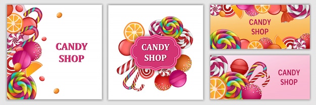 Happy sweet candy day banner set