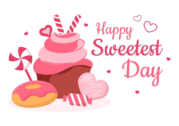 Happy Sweetest Day on 21 October Sweet Holiday Event Hand Drawn Cartoon Flat Illustration
