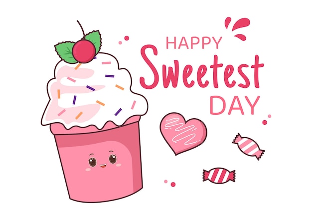 Happy Sweetest Day on 21 October Sweet Holiday Event Hand Drawn Cartoon Flat Illustration