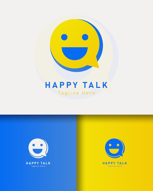 Modello vettoriale del logo di conversazione felice
