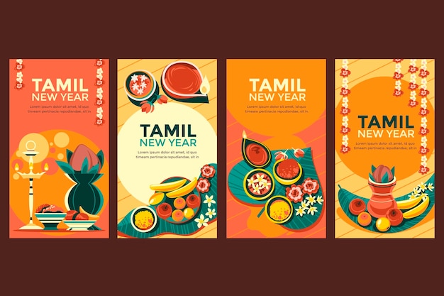 Vector happy tamil new year social media storytemplate